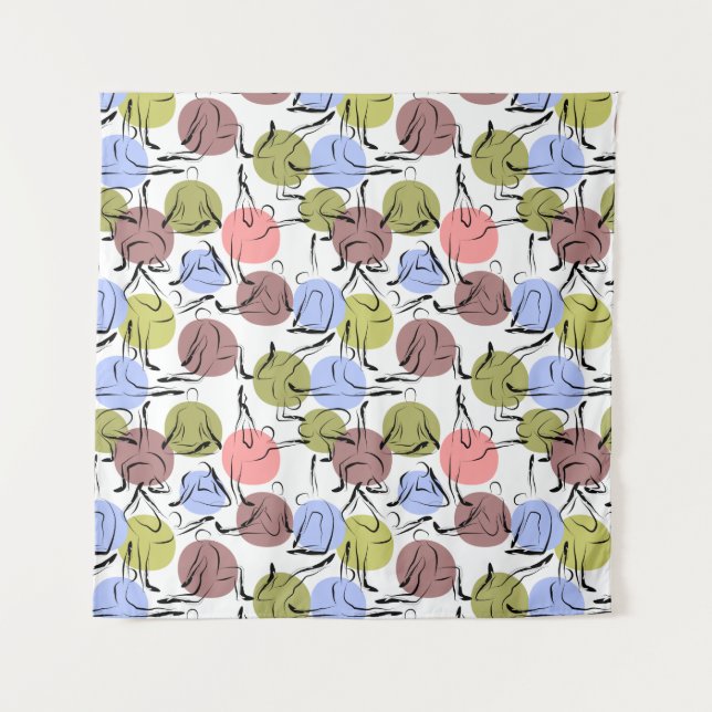 Yoga poses pattern | Yoga seamless pattern 25 Tapestry (Front)