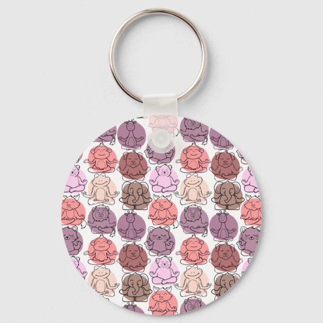 Yoga poses pattern | Yoga seamless pattern 31 Keychain (Front)