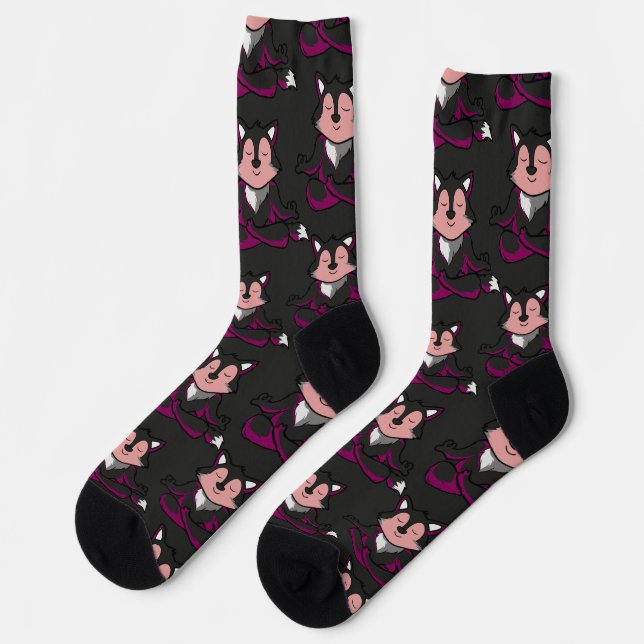 Yoga poses pattern | Yoga seamless pattern 32 Coff Socks (Left)