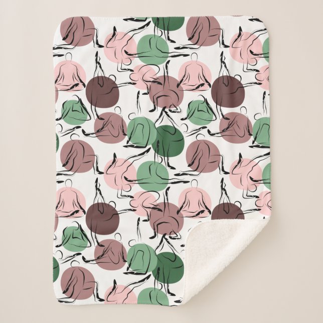 Yoga poses pattern | Yoga seamless pattern 33 Sherpa Blanket (Front)