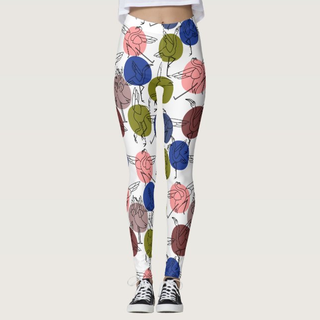 Yoga poses pattern | Yoga seamless pattern 34 Leggings (Front)
