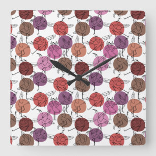 Yoga poses pattern Yoga seamless pattern 40 Square Wall Clock