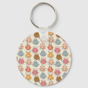 Yoga poses pattern Yoga seamless pattern 42 Keychain