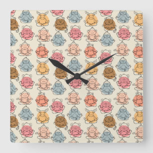 Yoga poses pattern   Yoga seamless pattern 42 Square Wall Clock