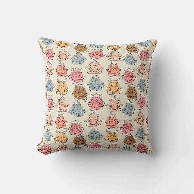 Yoga poses pattern | Yoga seamless pattern 42 Throw Pillow (Front)