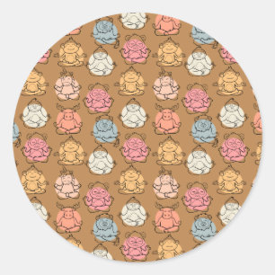 Yoga poses pattern Yoga seamless pattern 43 Classic Round Sticker