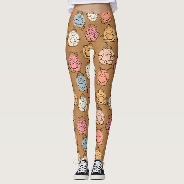 Yoga poses pattern | Yoga seamless pattern 43 Leggings (Front)