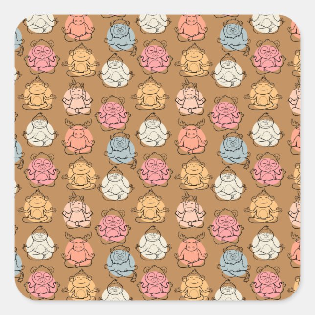 Yoga poses pattern | Yoga seamless pattern 43 Square Sticker (Front)
