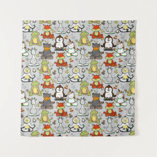 Yoga poses pattern Yoga seamless pattern 44 Tapestry
