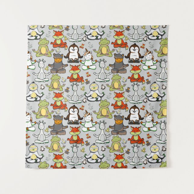 Yoga poses pattern | Yoga seamless pattern 44 Tapestry (Front)