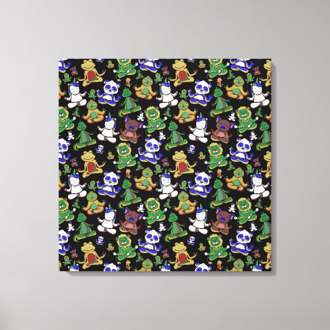 Yoga poses pattern | Yoga seamless pattern 45 Canvas Print (Front)