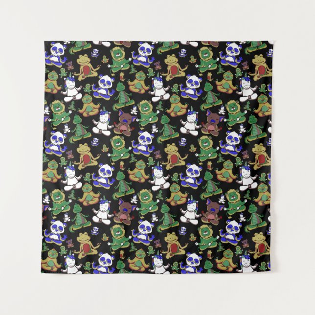 Yoga poses pattern | Yoga seamless pattern 45 Tapestry (Front)