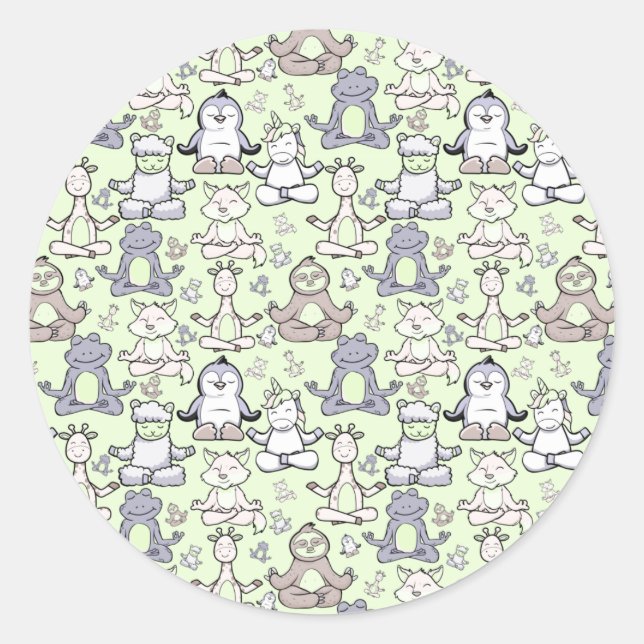 Yoga poses pattern | Yoga seamless pattern 46 Classic Round Sticker (Front)