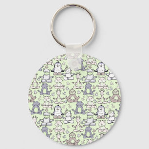 Yoga poses pattern Yoga seamless pattern 46 Keychain