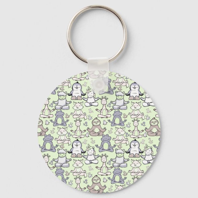 Yoga poses pattern | Yoga seamless pattern 46 Keychain (Front)
