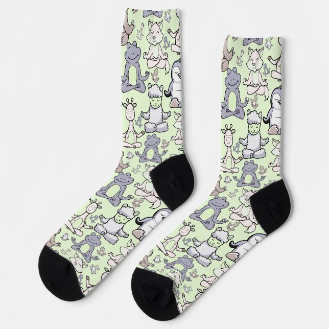 Yoga poses pattern | Yoga seamless pattern 46 Thro Socks (Left)