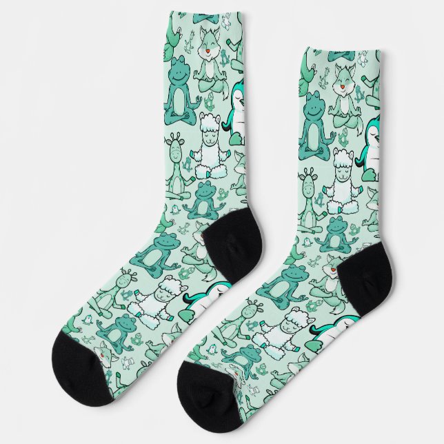 Yoga poses pattern | Yoga seamless pattern 47 Canv Socks (Left)