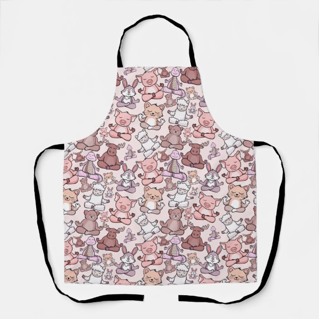 Yoga poses pattern | Yoga seamless pattern 48 Apron (Front)