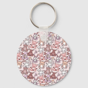 Yoga poses pattern Yoga seamless pattern 48 Keychain