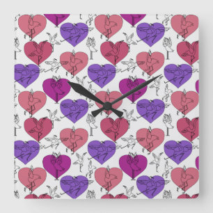 Yoga poses pattern Yoga seamless pattern 4 Square Wall Clock