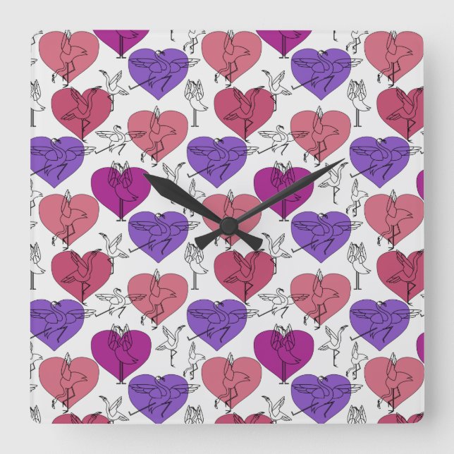 Yoga poses pattern | Yoga seamless pattern 4 Square Wall Clock (Front)