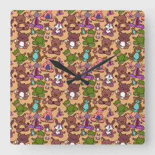 Yoga poses pattern   Yoga seamless pattern 50 Square Wall Clock