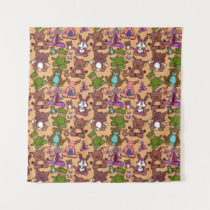 Yoga poses pattern   Yoga seamless pattern 50 Tapestry