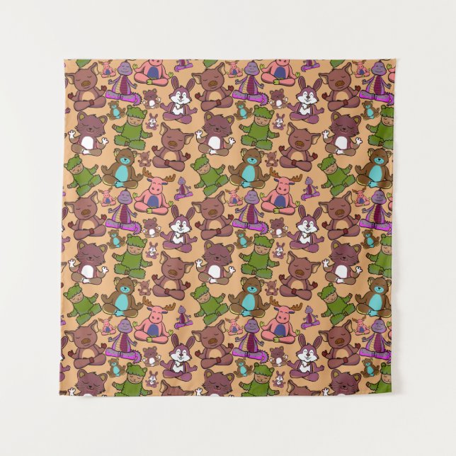Yoga poses pattern | Yoga seamless pattern 50 Tapestry (Front)