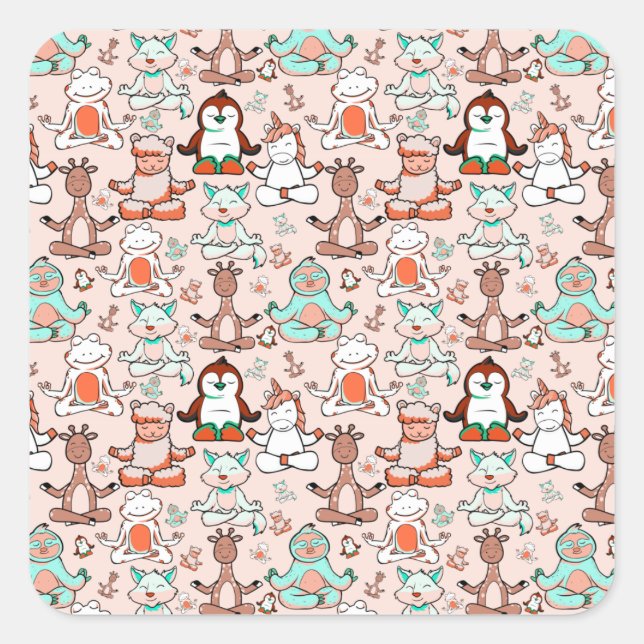 Yoga poses pattern | Yoga seamless pattern 51 Square Sticker (Front)