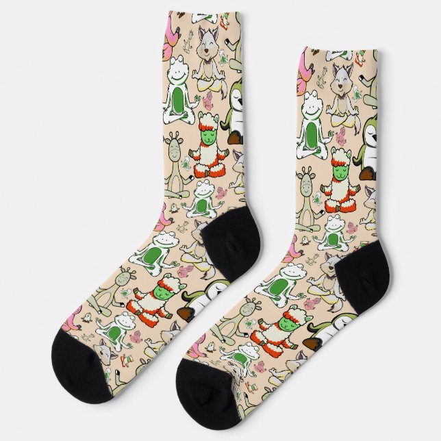 Yoga poses pattern | Yoga seamless pattern 52 Canv Socks (Left)