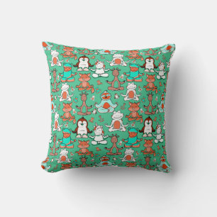 Yoga poses pattern Yoga seamless pattern 53 Throw Pillow