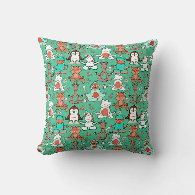 Yoga poses pattern | Yoga seamless pattern 53 Throw Pillow (Front)