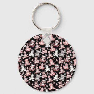Yoga poses pattern   Yoga seamless pattern 55 Keychain