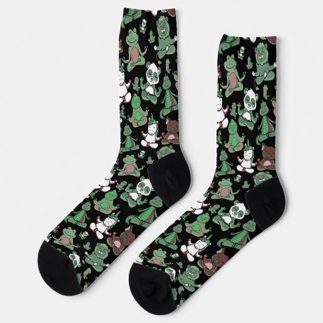 Yoga poses pattern | Yoga seamless pattern 56 Thro Socks (Left)