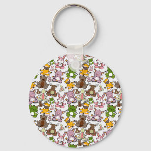 Yoga poses pattern Yoga seamless pattern 58 Keychain