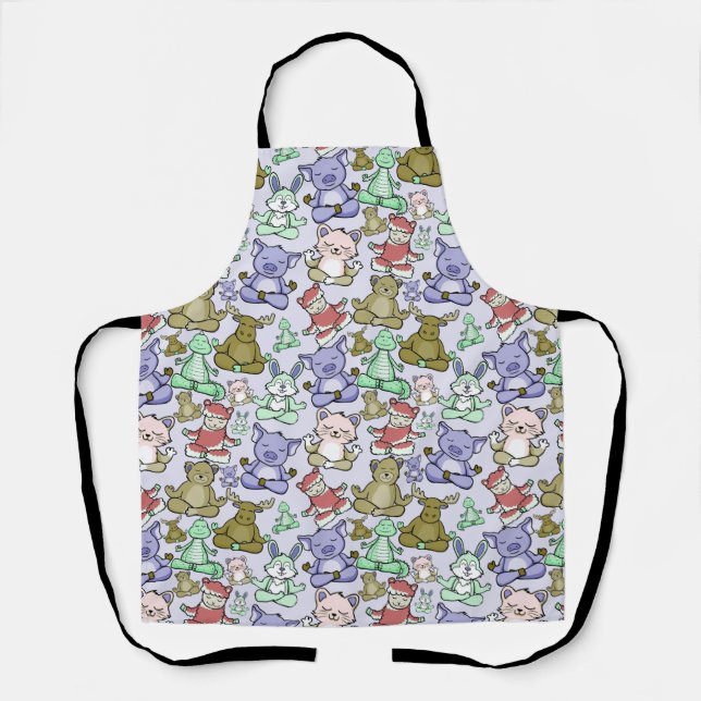 Yoga poses pattern | Yoga seamless pattern 60 Apron (Front)