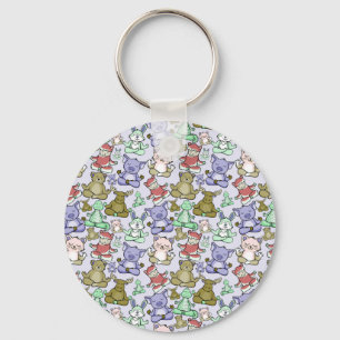 Yoga poses pattern   Yoga seamless pattern 60 Keychain