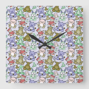 Yoga poses pattern   Yoga seamless pattern 60 Square Wall Clock