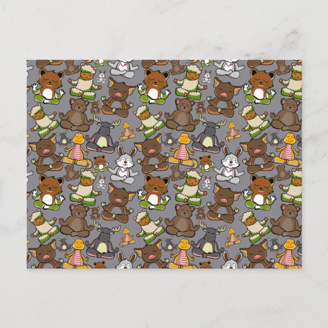 Yoga poses pattern | Yoga seamless pattern 61 Postcard (Front)