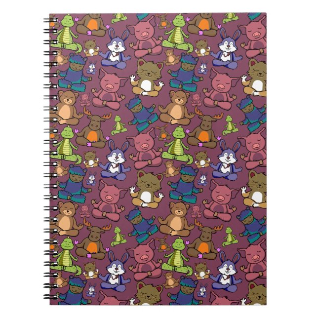 Yoga poses pattern | Yoga seamless pattern 64 Notebook (Front)