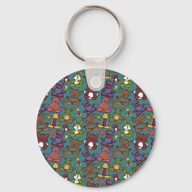 Yoga poses pattern | Yoga seamless pattern 65 Keychain (Front)