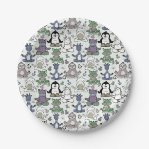 Yoga poses pattern Yoga seamless pattern 66 Paper Plate