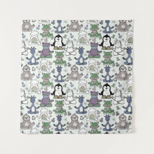 Yoga poses pattern   Yoga seamless pattern 66 Tapestry