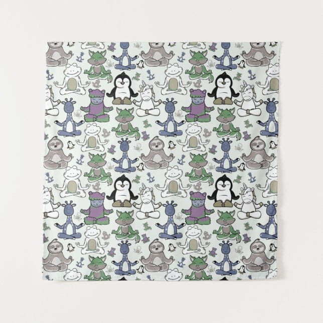 Yoga poses pattern | Yoga seamless pattern 66 Tapestry (Front)