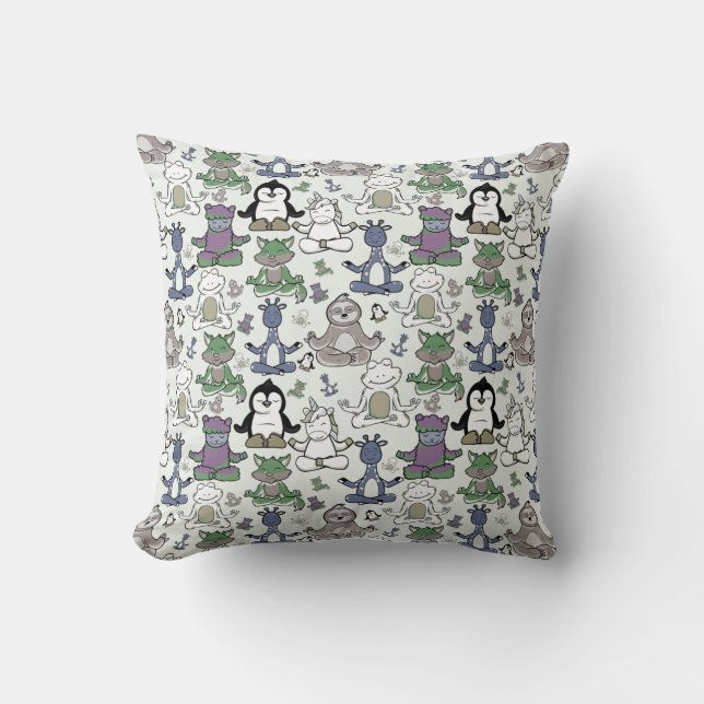 Yoga poses pattern | Yoga seamless pattern 66 Throw Pillow (Front)