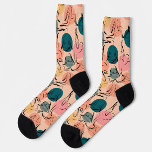 Yoga poses pattern Yoga seamless pattern 6 Noteb Socks