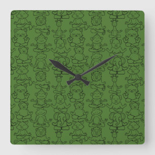 Yoga poses pattern   Yoga seamless pattern 8 Square Wall Clock