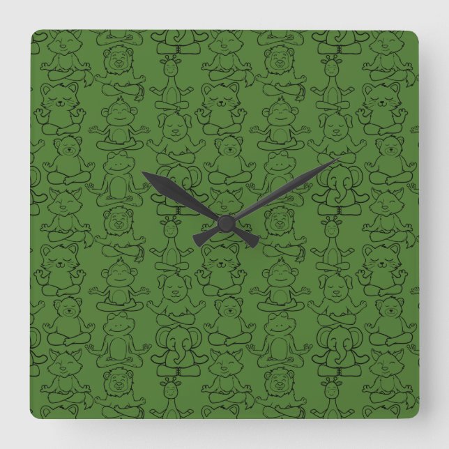 Yoga poses pattern | Yoga seamless pattern 8 Square Wall Clock (Front)