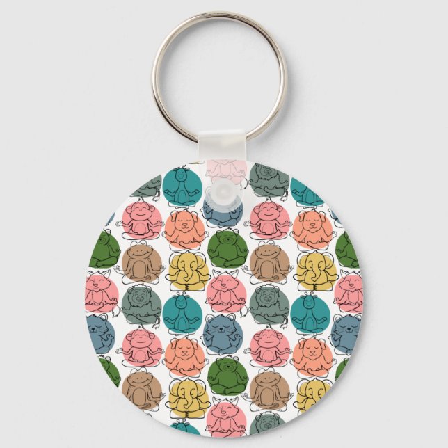 Yoga poses pattern | Yoga seamless pattern 9 Keychain (Front)