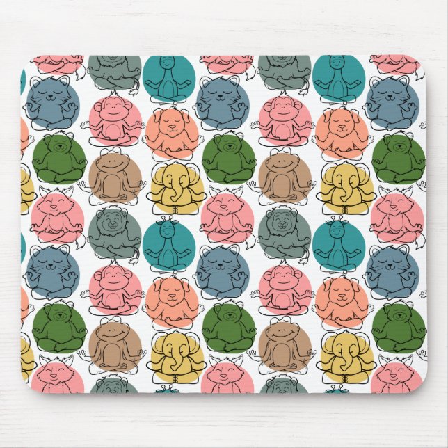 Yoga poses pattern | Yoga seamless pattern 9 Mouse Pad (Front)